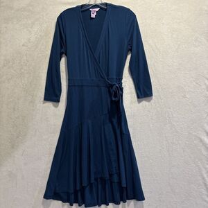 Lilly Pulitzer Rozaline Wrap Dress Stretchy Travel Inky Navy Women's XS Preppy